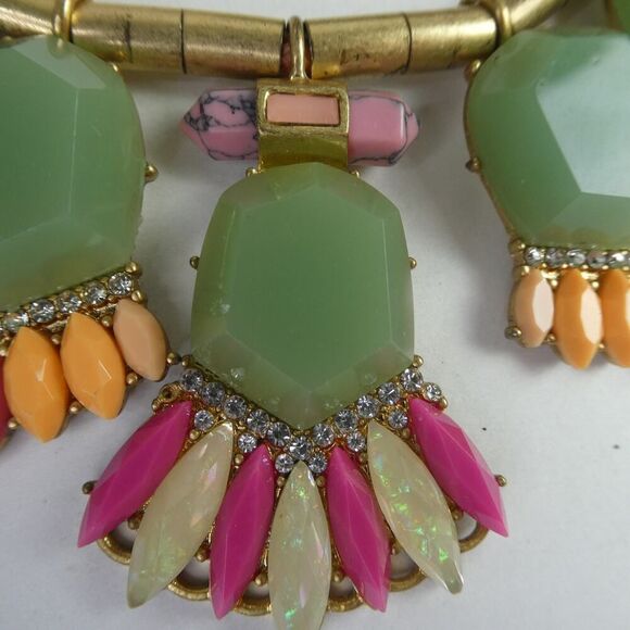 J. Crew Multi Strand Cord Statement Bib Necklace Career Rhinestone Colorful - Picture 3 of 8